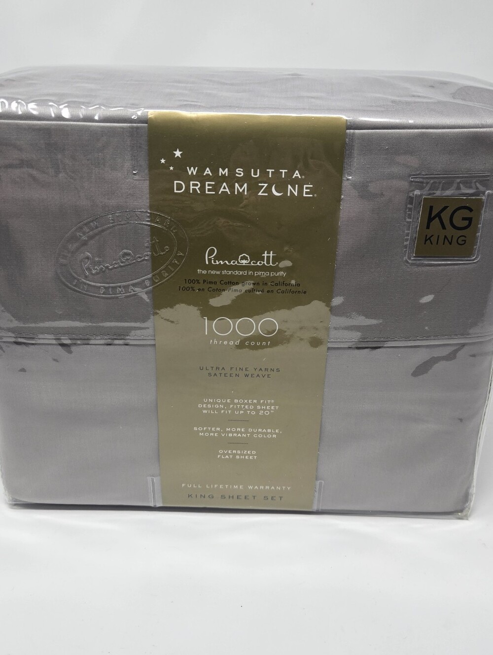 ​NWT Wamsutta Dream Zone 1000-Thread-Count PimaCott King Sheet Set Solid Grey